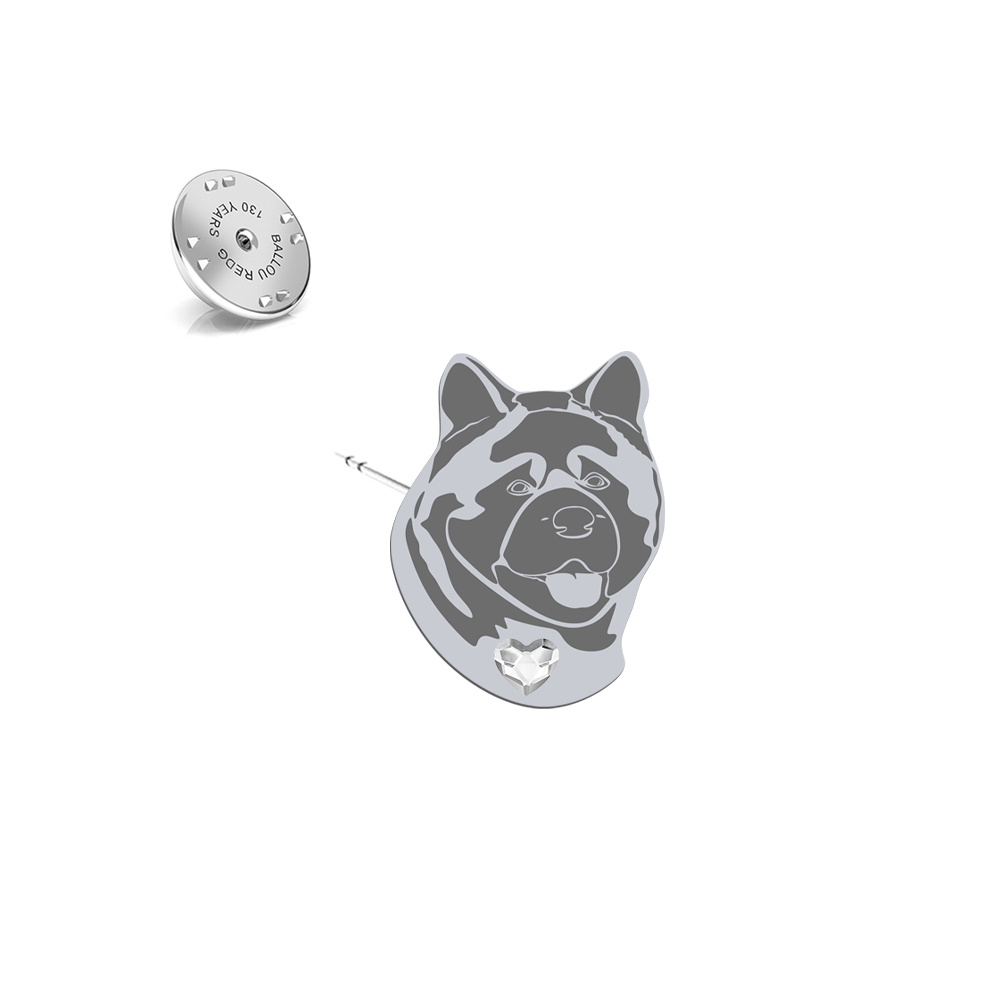Silver American Akita pin - MEJK Jewellery