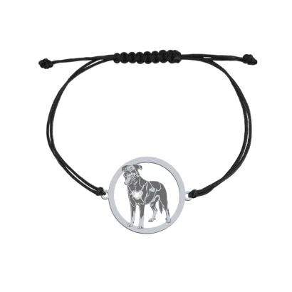 Silver Beauceron string bracelet with a heart, FREE ENGRAVING - MEJK Jewellery