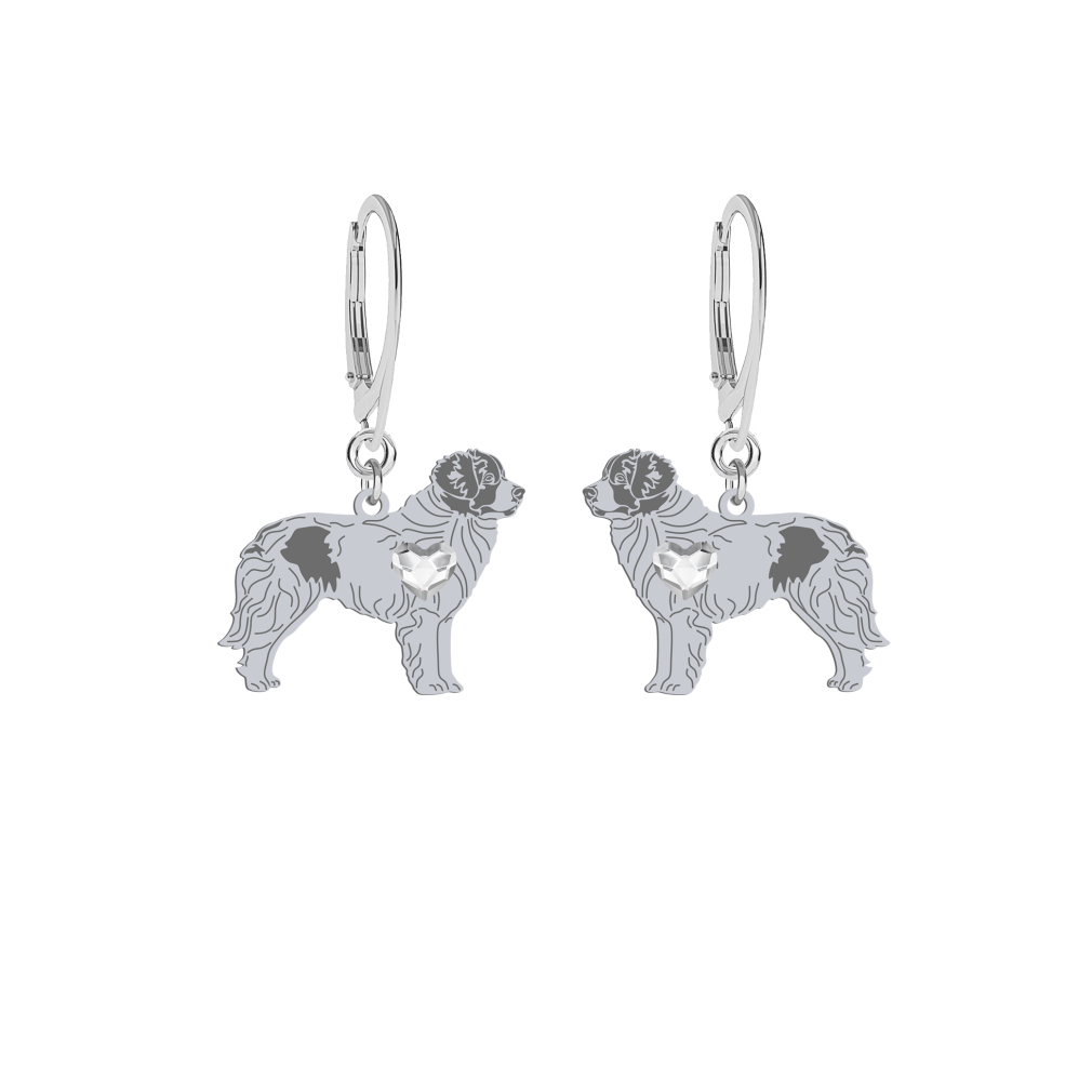 Silver Landseer earrings with a heart, FREE ENGRAVING - MEJK Jewellery