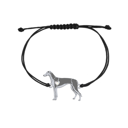 Bransoletka z psem Polish Greyhound srebro sznurek GRAWER GRATIS - MEJK Jewellery