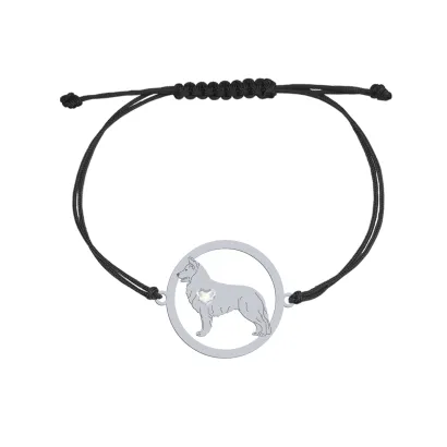 Silver White Swiss Shepherd engraved string bracelet - MEJK Jewellery