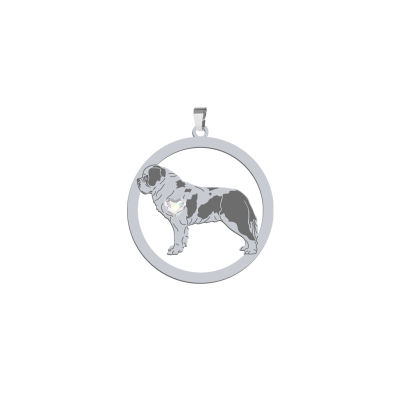 Silver Saint Bernard engraved pendant with a heart - MEJK Jewellery