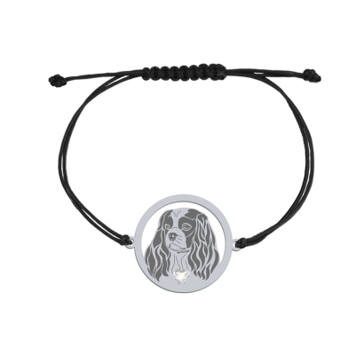Silver Cavalier King Charles Spaniel string bracelet, FREE ENGRAVING - MEJK Jewellery