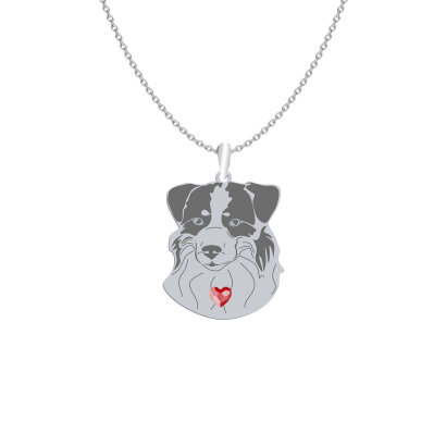 Silver Mini Aussie Shepherd engraved necklace - MEJK Jewellery