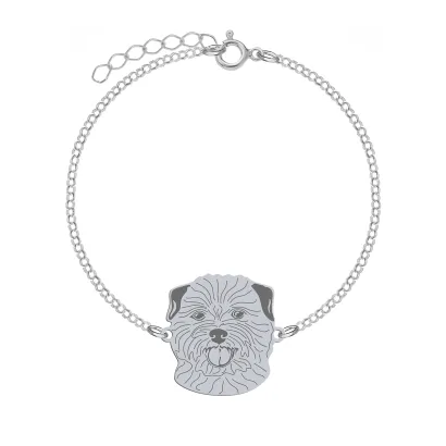 Silver Norfolk terrier engraved bracelet with a heart - MEJK Jewellery