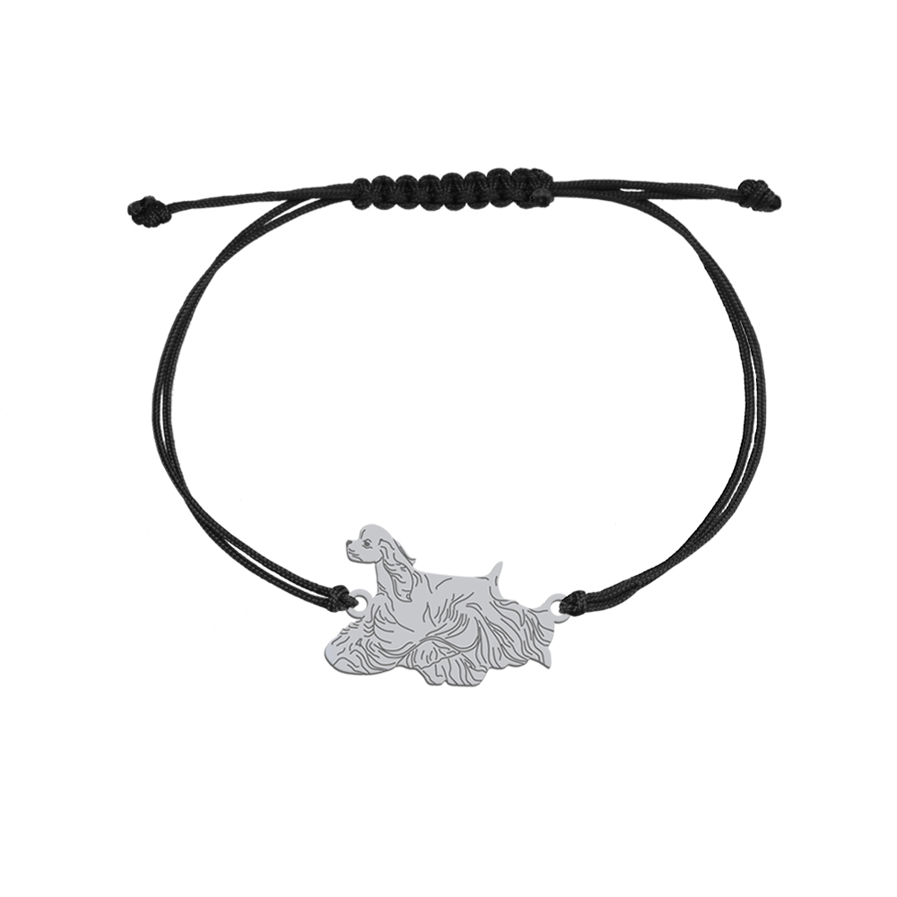 Bransoletka z psem Cocker Spaniel Amerykański srebro sznurek GRAWER GRATIS - MEJK Jewellery