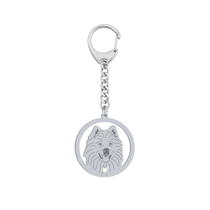 Brelok z psem Samoyed srebro GRAWER GRATIS - MEJK Jewellery