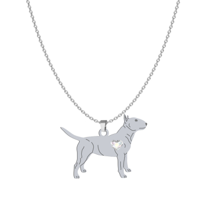 Naszyjnik z psem grawerem Bulterier Miniaturowy srebro - MEJK Jewellery