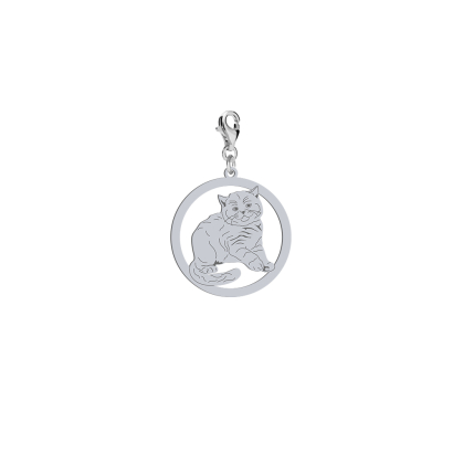 Silver British Shorthair Cat charms, FREE ENGRAVING - MEJK Jewellery
