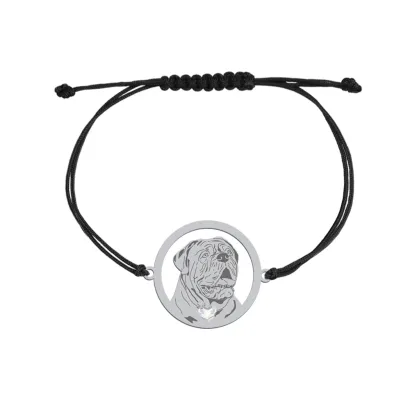 Silver Dog de Bordeaux string bracelet, FREE ENGRAVING - MEJK Jewellery