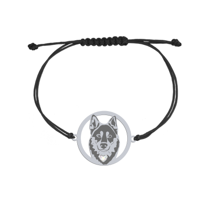 Bransoletka z sercem psem Lapinporokoira srebro sznurek GRAWER GRATIS - MEJK Jewellery