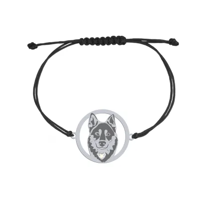 Silver Lapinporokoira string bracelet with a heart, FREE ENGRAVING - MEJK Jewellery