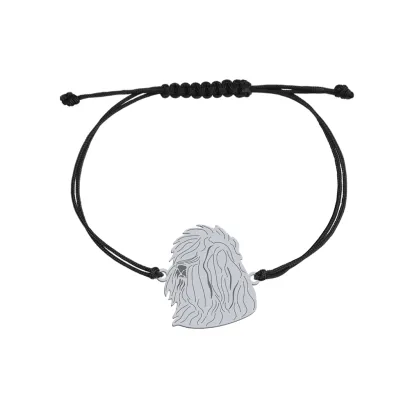 Silver Old English Sheepdog string bracelet, FREE ENGRAVING - MEJK Jewellery