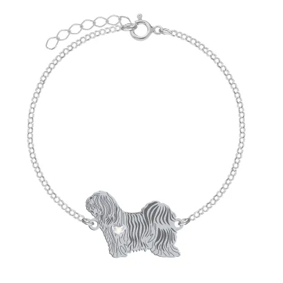 Silver Tibetan Terrier  engraved bracelet with a heart - MEJK Jewellery