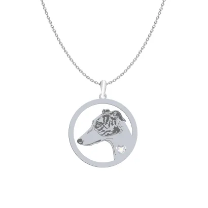 Silver Greyhound necklace with a heart, FREE ENGRAVING - MEJK Jewellery