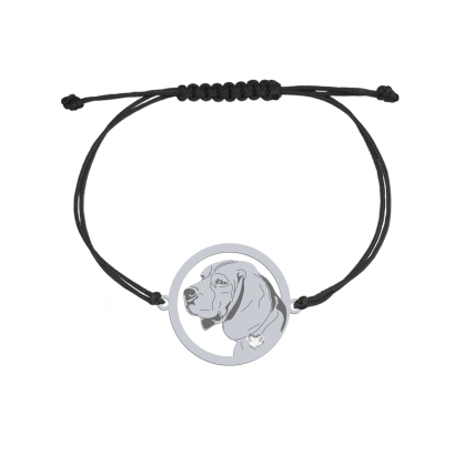 Silver Beagle engraved string bracelet with a heart - MEJK Jewellery