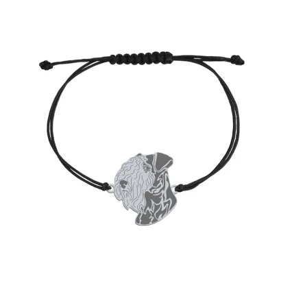 Bransoletka z psem Lakeland Terrier srebro sznurek GRAWER GRATIS - MEJK Jewellery