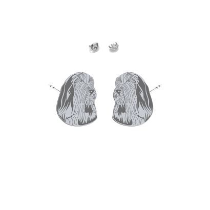 Kolczyki Bearded Collie srebro platynowane pozłacane - MEJK Jewellery