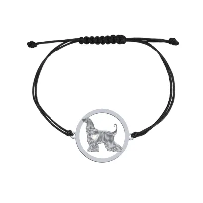 Silver Afghan Hound string bracelet with a heart, FREE ENGRAVING - MEJK Jewellery