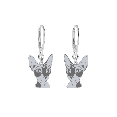Silver Cornish Rex Cat earrings, FREE ENGRAVING - MEJK Jewellery