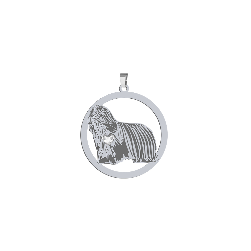 Silver Bearded Collie engraved pendant - MEJK Jewellery