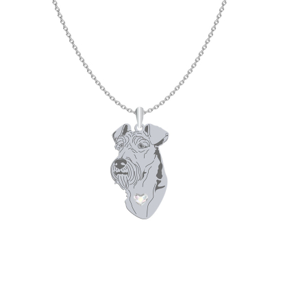Silver Irish Terrier necklace with a heart, FREE ENGRAVING - MEJK Jewellery