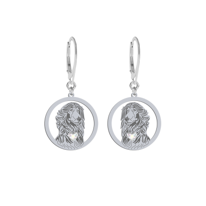 Silver Afghan Hound engraved with a heart earrings, FREE ENGRAVING - MEJK Jewellery