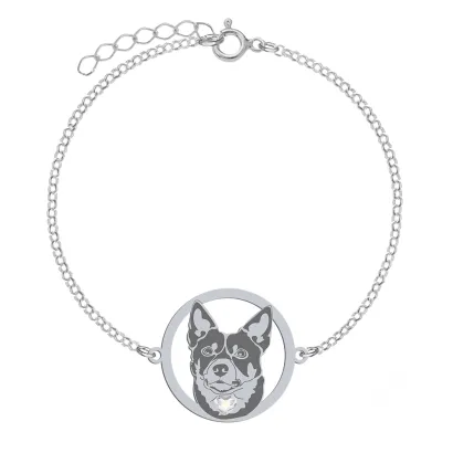 Silver Australian Kelpie engraved bracelet - MEJK Jewellery