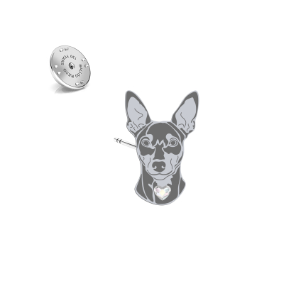 Wpinka z psem sercem Pinczer Miniaturowy srebro - MEJK Jewellery