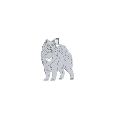 Silver Samoyed pendant with a heart, FREE ENGRAVING - MEJK Jewellery