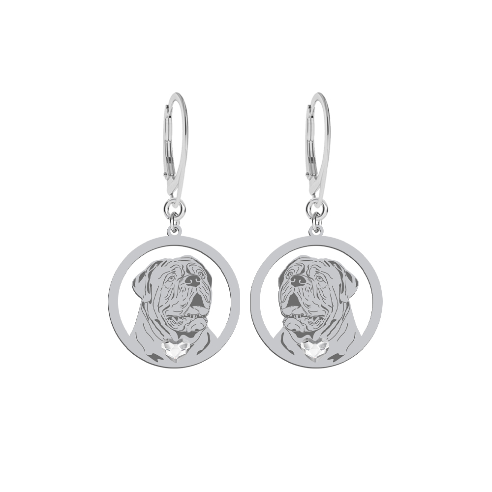 Silver Dog de Bordeaux earrings, FREE ENGRAVING - MEJK Jewellery