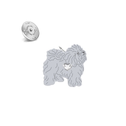 Silver Bichon Bolognese Dog jewellery pin with a heart - MEJK Jewellery