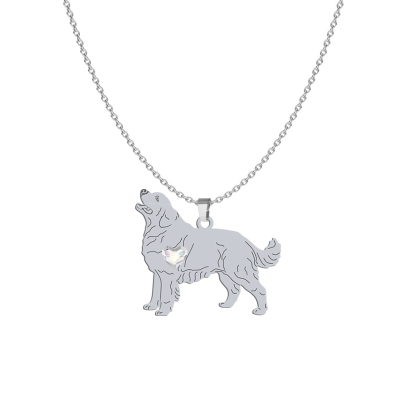 Silver Tatra Shepherd Dog necklace with a heart, FREE ENGRAVING - MEJK Jewellery