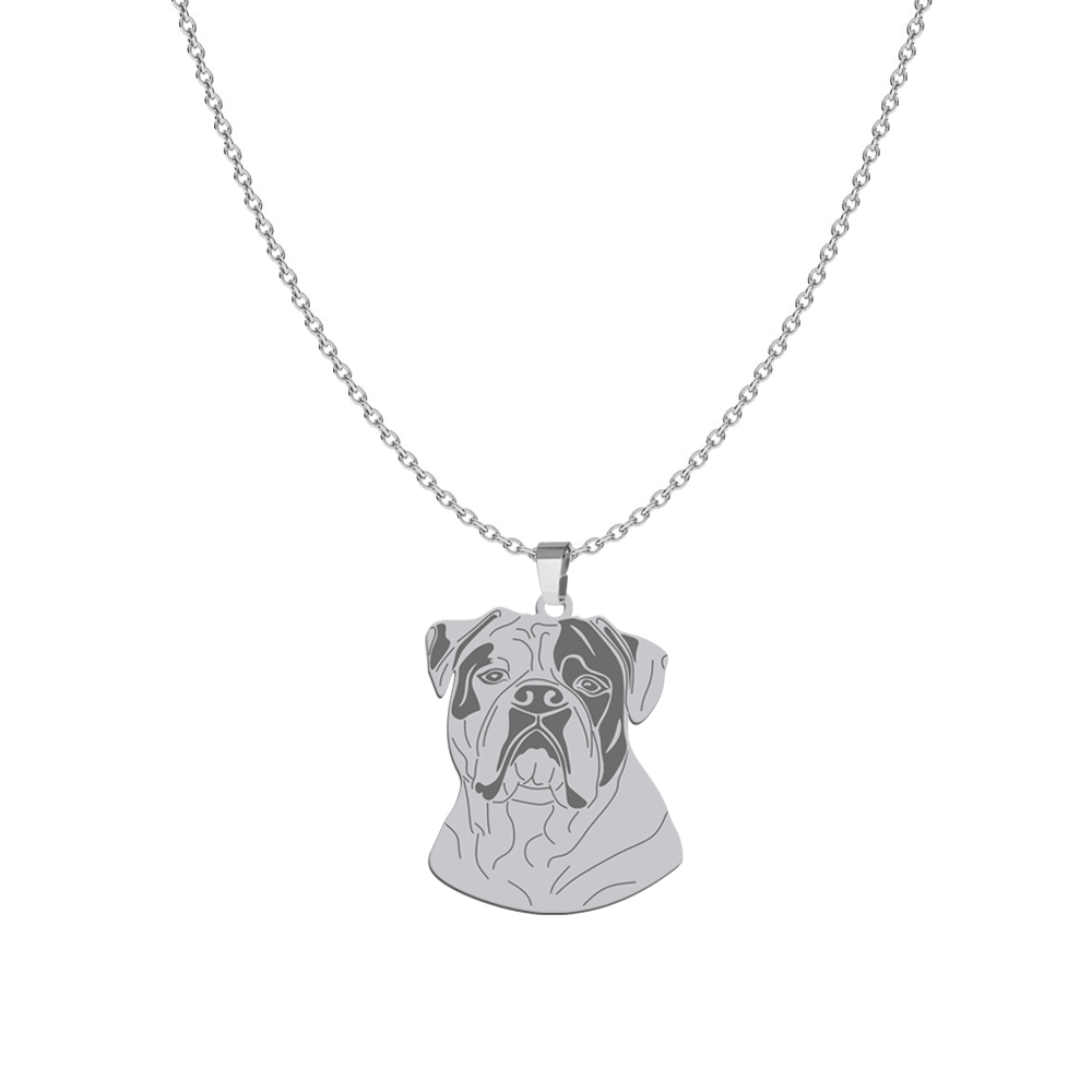 Silver American Bulldog necklace, FREE ENGRAVING - MEJK Jewellery