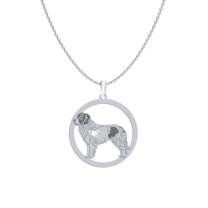 Silver Landseer necklace with a heart, FREE ENGRAVING - MEJK Jewellery
