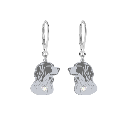 Silver Irish Red and White Setter engraved earrings - MEJK Jewellery
