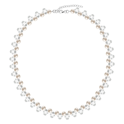 Naszyjnik Biżuteria Ślubna kryształy perły srebro