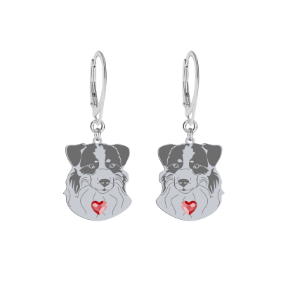 Silver Mini Aussie Shepherd engraved earrings - MEJK Jewellery