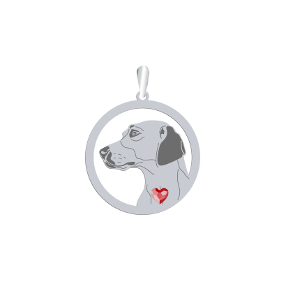 Silver Beagle harrier engraved pendant with a heart - MEJK Jewellery