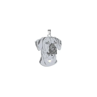 Silver Rhodesian Ridgeback pendant with a heart, FREE ENGRAVING - MEJK Jewellery