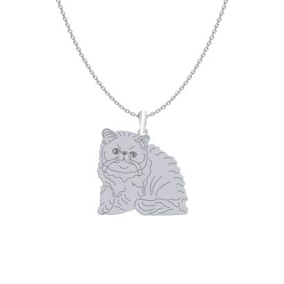 Silver Exotic Shorthair Cat necklace, FREE ENGRAVING - MEJK Jewellery