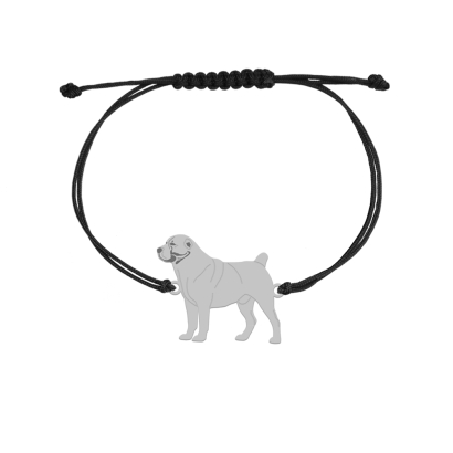 Bransoletka z psem Owczarek Środkowoazjatycki srebro sznurek GRAWER GRATIS - MEJK Jewellery