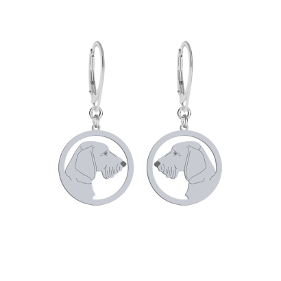 Silver Wirehaired dachshund earrings, FREE ENGRAVING - MEJK Jewellery