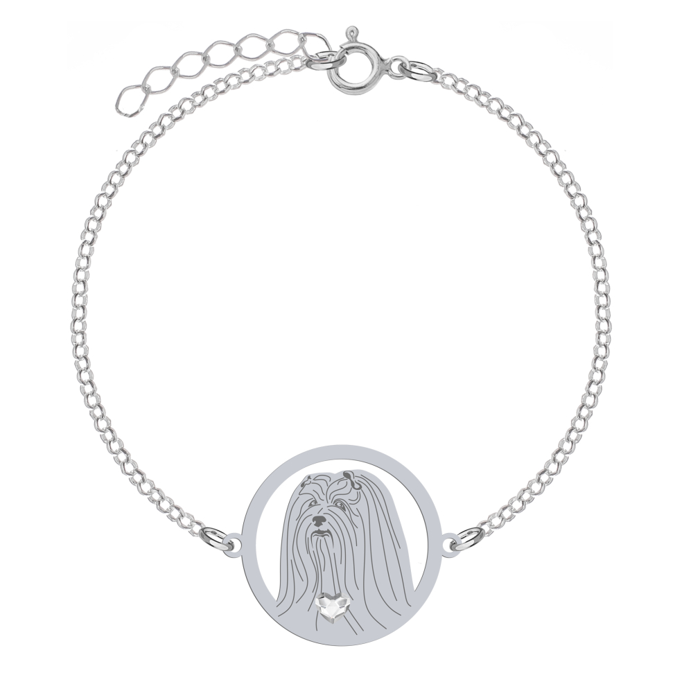 Silver Lhasa Apso bracelet with a heart, FREE ENGRAVING - MEJK Jewellery