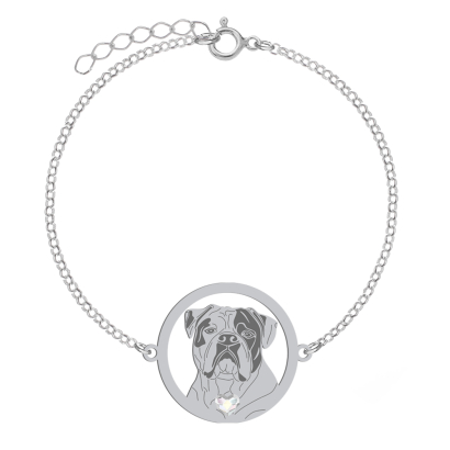 Bransoletka z psem American Bulldog srebro GRAWER GRATIS - MEJK Jewellery