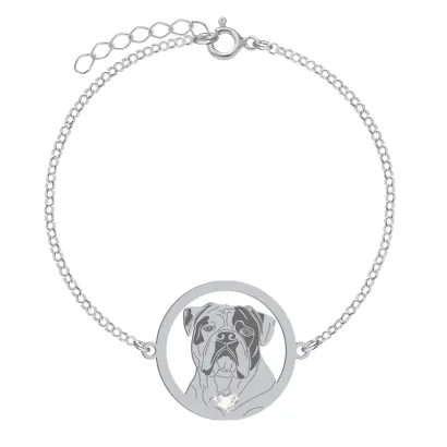 Silver American Bulldog bracelet, FREE ENGRAVING - MEJK Jewellery