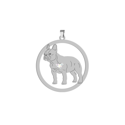 Zawieszka z psem grawerem Bulldog Francuski srebro - MEJK Jewellery