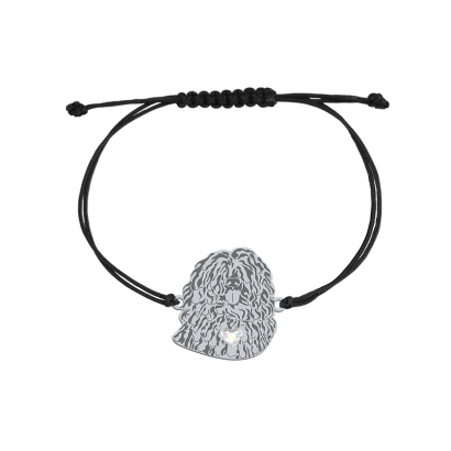 Bransoletka z psem Puli srebro sznurek GRAWER GRATIS - MEJK Jewellery