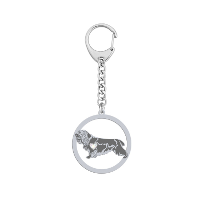  Sussex Spaniel keyring with a heart, FREE ENGRAVING - MEJK Jewellery