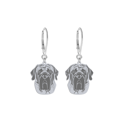 Silver English Mastiff earrings, FREE ENGRAVING - MEJK Jewellery